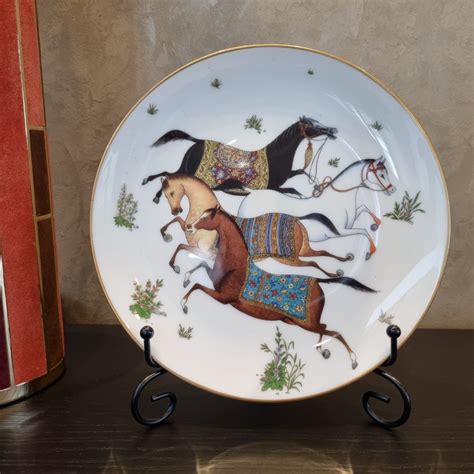 hermes porcelain cheval d'orient cake stand|Cheval d’Orient dessert plate .